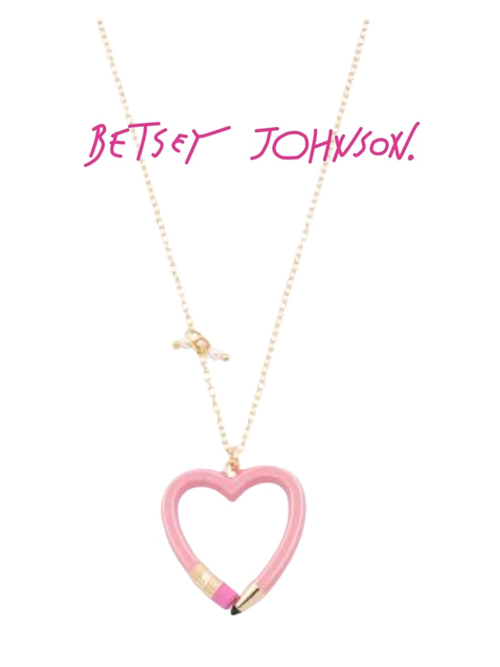 BETSEY JOHNSON Pink Heart Pencil Pendant Necklace